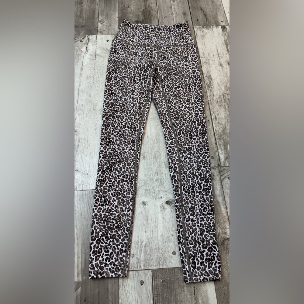 Varley Luna Legging Tights Brown Black White Animal Print High Rise Leopard XS